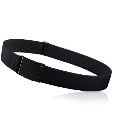 ONE-BELT No Show Invisible Elastic Belts for Women & Men Non Slip Fits waist upto 50 Inch. Matte Black - Black