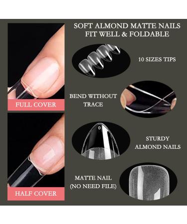 500pcs Almond False Nail Tips - Matte Full Cover Acrylic Fake Nails for Nail Art - DIY at Home - Buy Online on GoSupps.com