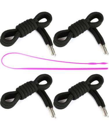 Anjpuy 4 Pieces 53 Inches Drawstring Cords Replacement Drawstrings with Easy Threader for Sweatpants Shorts Pants Hoodies(Black) Black 135cm