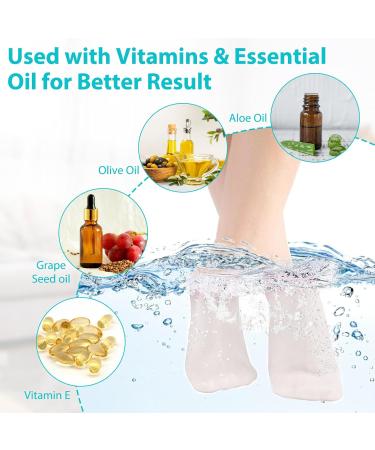 Silicone Moisturizing Socks Women Foot Spa Pedicure Silicone Socks Foot Mask Exfoliating Beach Protective Gel Socks Anti Slip Aloe Socks for Dry Cracked Feet Calluses Foot Care (White+Skin Color) - Buy Online on GoSupps.com
