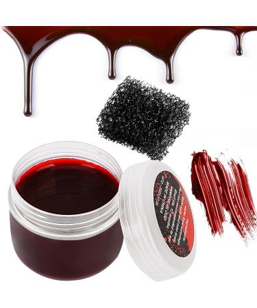 Halloween Coagulated Blood Fake Blood Scab 20g/0.68 oz Fake Blood Gel with Black Stipple Sponge for SFX Wound Cuts Clown Vampire Film Cosplay Makeup