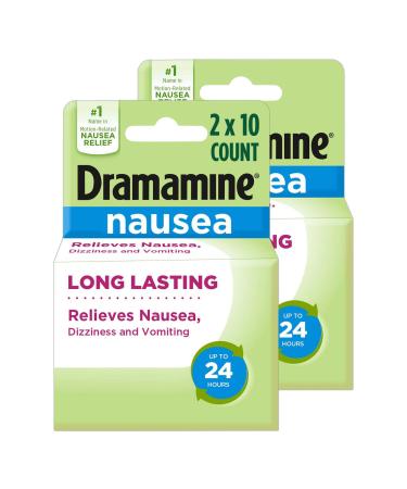 Dramamine-N Long Lasting Formula Nausea Relief | 10 Count | 2 Pack Long Lasting 10 Count (Pack of 2)
