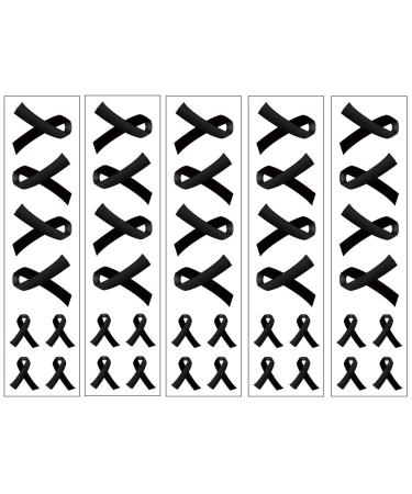 40 Black Ribbon Temporary Tattoos: Melanoma  Gun Control  Skin Cancer  Sleep Disorders Awareness Tattoo