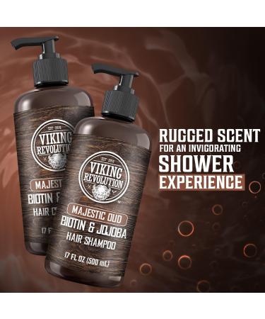 Viking Revolution Majestic Oud Men's Shampoo & Conditioner Set with Biotin & Jojoba Oil - Natural Hair Care for Thinning Hair (17oz) - Pack of 2 - Buy Online on GoSupps.com