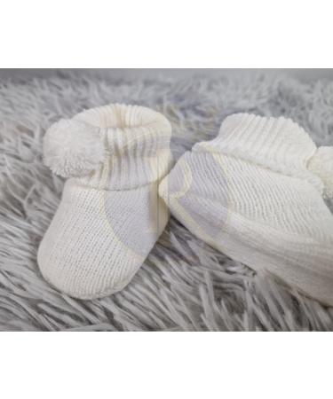 Royal Icon Newborn Baby Booties 0-3 Months | Pom Pom Booties | Soft & Stylish Bootees | Ideal for Indoor & Outdoor Use | RI408 White Blue - Buy Online on GoSupps.com