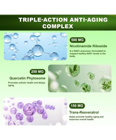 OailyMutra NAD+ Supplement - Nicotinamide Riboside & Resveratrol 900mg - Cellular Energy Antioxidant Anti-Aging Complex - Vegan Gluten-Free No Artificial Additives 100 Capsules - Buy Online on GoSupps.com