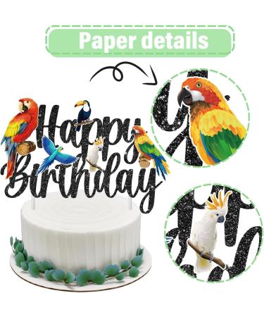 Parrot Birthday Cake Topper Tropical Bird Themed Birthday Decoration Parrot Happy Birthday Cake Pick Toucan Parrot Party Cake Decor for Flying Birds Baby Shower Supplies - Buy Online on GoSupps.com