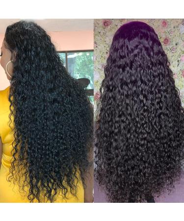 22 inch Glueless Water Wave Lace Front Human Hair Wig for Black Women - Pre Plucked with Baby Hair, Transparent Lace Closure, Curly Style - Full and Natural Look - Buy Online on GoSupps.com
