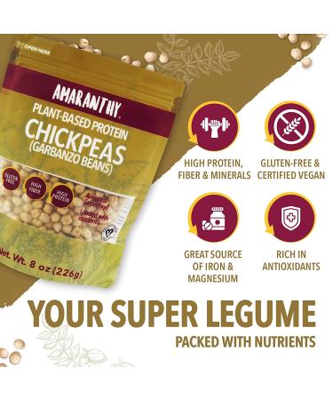 Amaranthy Chickpeas Garbanzo Beans - High Protein - High Fiber - Gluten Free (1 Bag 8 oz.) - Buy Online on GoSupps.com