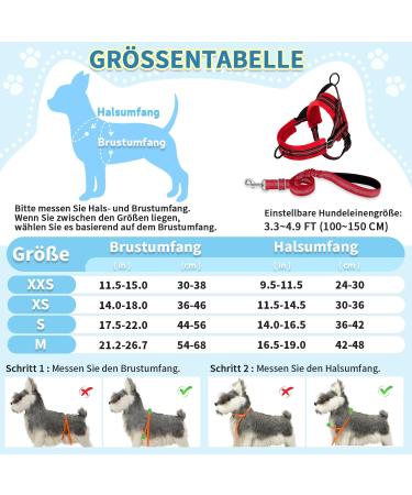 Eyein No-Pull Dog Harness & Leash - Soft Padded Reflective Adjustable for Puppies Small & Large Dogs Cats - XXS Red - Buy Online on GoSupps.com