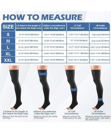 Buy Compression Stockings for Women & Men | Medical Varicose Vein Support 23-32 mmHg Thigh High Socks - Relief for Fatigue - Black Large - Buy Online on GoSupps.com