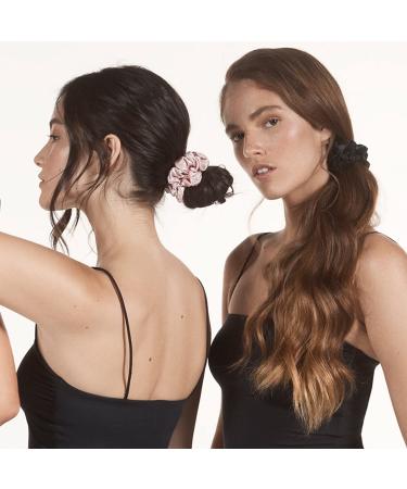 Slip Silk Large Scrunchies - 100% Pure Mulberry Silk - Hair-Friendly Luxury - Black, Pink, Caramel - 3 Pack - Buy Online on GoSupps.com