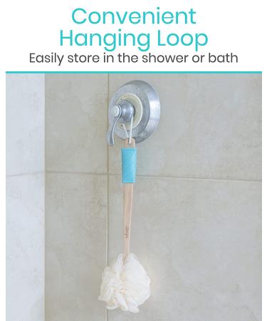 Vive Loofah Sponge Back Scrubber - Long Handled Exfoliating Bath Body Brush for Men and Women - Handheld Luffa Pouf on Stick - Ideal for Body and Face Washing - Spa Wash Lufa - 1 Count - Buy Online on GoSupps.com