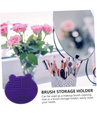 2-in-1 Silicone Makeup Brush Cleaner Pad & Storage Holder - Easy Brush Cleaning Mat (11x10cm Purple) | International Shipping Available - Buy Online on GoSupps.com