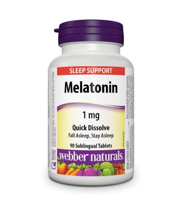 Webber Naturals Melatonin 1 mg 90 Quick Dissolve Tablets For Sleep Support Vegetarian
