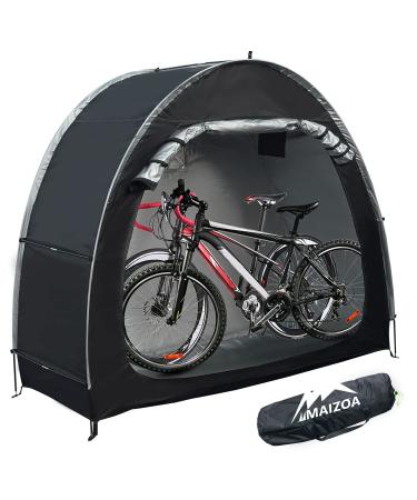 MAIZOA Outdoor Bike Covers Storage Shed Tent,210D Oxford Thick Waterproof Fabric,outdoor aluminum alloy bracket bicycle storage shed, neat tent bicycle cover, storage of 2 bicycles or tricycles(black)