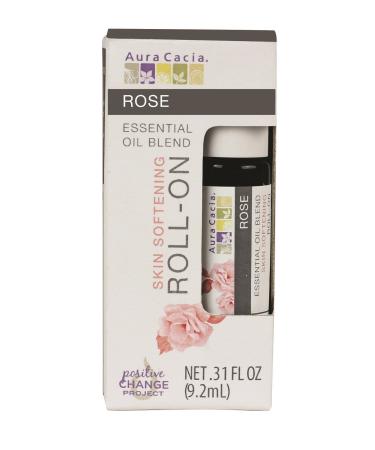 Aura Cacia Roll-On Essential Oil Blend Rose 0.31 Ounce Jar