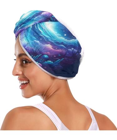 Buy Beautiful Underwater World Hair Towel 2 Pack - Super Absorbent Quick Dry Hair Turbans for Women & Girls - Buy Online on GoSupps.com