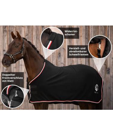 Equilyx Sweat Ceiling Horse Blanket | Perfect Fit Fleece | Moisture Absorbing Breathable Warming Transport Blanket (Black 145) - Buy Online on GoSupps.com
