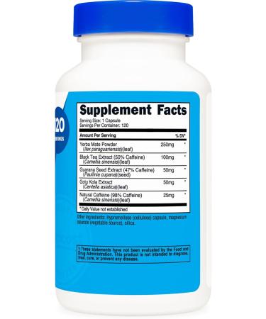 Nutricost Natural Energy Pills Complex - 120 Capsules 100mg Caffeine - Gluten Free & Non-GMO | Boost Energy & Focus - Buy Online on GoSupps.com