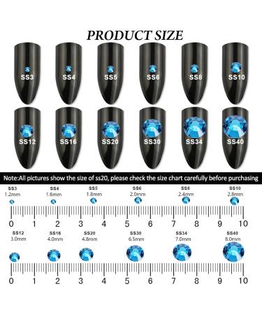 576PCS Capri Blue Rhinestones & Nail Crystals - SS30 (6.4mm & 6.5mm) for Stunning Nail Art | International Shipping - Buy Online on GoSupps.com