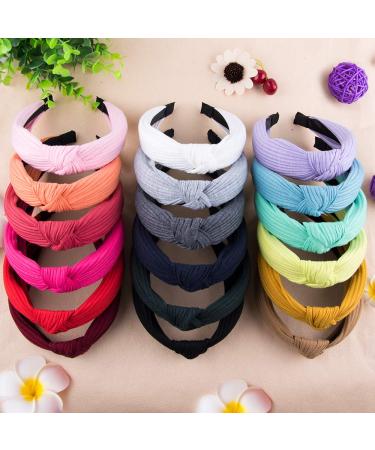 SIQUK 18-Piece Multicolored Top Knot Turban Headbands for Women - Buy Online on GoSupps.com