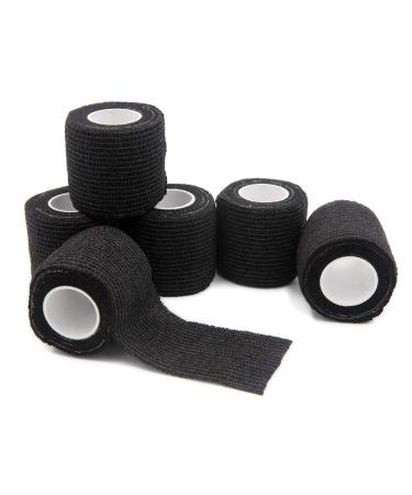 Bandages First Aid Tape Cohesive Bandage First Aid Bandages Cohesive Wrap Adhesive Bandage Self Adherent Cohesive Wrap Bandages Colorful Bandages (2 inches x 5 Yards 6 Packs Black) 2x180 Inch (Pack of 6) Black