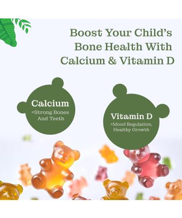 QAADU Kids Calcium & Vitamin D Gummies for Healthy Bones Stronger Teeth and Growth Vegan Delicious Mango & Strawberry Flavor 60 Chewable Gummies Certified Vegan by The Vegan Society of UK - Buy Online on GoSupps.com
