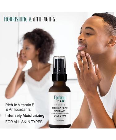 Organic Prickly Pear & Camellia Face Oil Serum + Natural Jade Roller Gift Set | Vitamin E Moisturizer for Dry Skin | Unisex 30mL - Buy Online on GoSupps.com