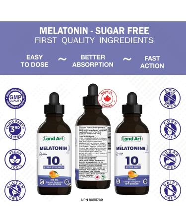 Melatonin 10mg - Fast Action - Sugar Free - Sleep Aid - Liquid - Maximum Absorption - Great Taste - Vegan - Gluten Free - Made in Canada (115ml) - Buy Online on GoSupps.com