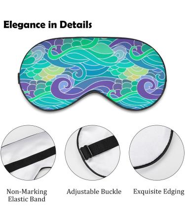 Light-Blocking Japanese Wave Sleep Mask | Comfortable Adjustable Eye Cover for Travel & Sleep | Soft Blue Blindfold for Women & Men - Buy Online on GoSupps.com