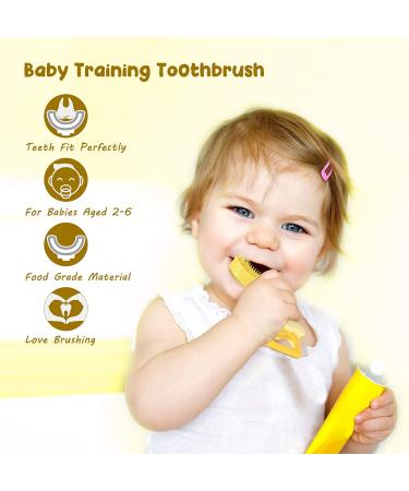 Kids U-Shaped Soft Silicone Toothbrush for Age 2-6 | 360 Oral Teeth Cleaning | Yellow Cake Design - Buy Online on GoSupps.com