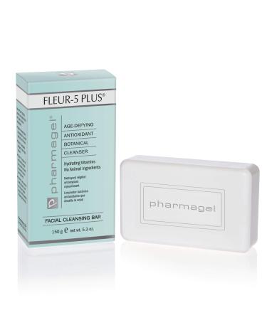 Pharmagel Fleur-5 Plus Antioxidant Gentle Cleansing Bar | Natural Daily Bath and Face Wash Soap | Deep Cleaning Soap for Sensitive Skin - 5.3 oz