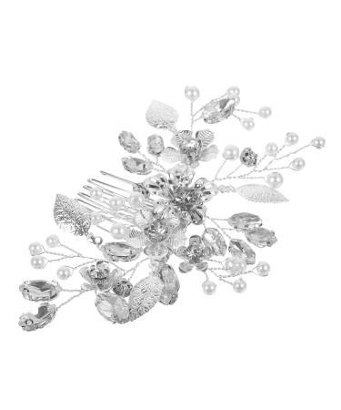 Beavorty Bridal Hair Comb Clip Wedding Hair Accessories Tiara Hair Side Comb Rhinestone Hair Decoration Bridal Hair Accessories Rhinestones Hand Drill The Flowers Bride