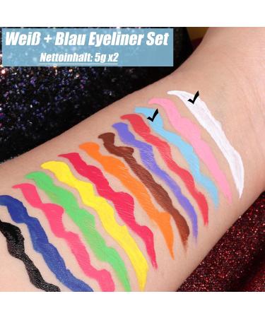 EONFAVE Liquid Eyeliner Matte 2 Color Liquid Eyeliner Stick Quick Drying & Waterproof High Pigmentation & Candy Color Eye Makeup Smooth Line & Fine Feather Blue + White - Buy Online on GoSupps.com