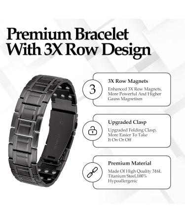 Jecanori 3X Ultra Strength Magnetic Bracelet for Men | Titanium Steel with 57 Magnets | Adjustable Wristband with Free Tool | Gift Box Included | G-grey - Buy Online on GoSupps.com