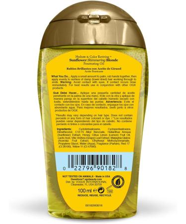 OGX Hydrate & Color Reviving Sunflower Shimmering Blonde Oil 3.3 oz with UVA/UVB Filters - Buy Online on GoSupps.com