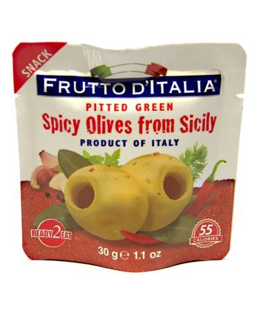 Green Spicy Pitted Olives in Pouch, 1.1 Ounce (Pack of 10)