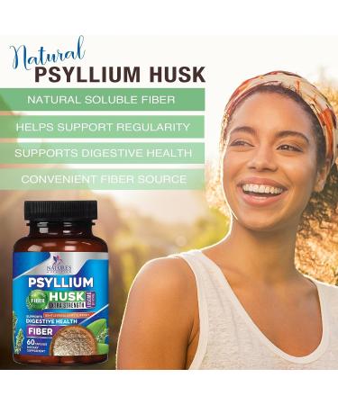 Premium Psyllium Husk Capsules 1450mg - Natural Fiber Supplement for Digestive Support - Non-GMO & Gluten Free - 60 Capsules for Adults - Promotes Digestion & Regularity - Buy Online on GoSupps.com