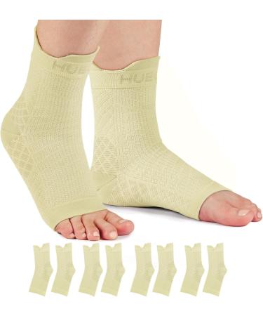 HUEGLO 4 pair ankle bandage orthopedic compression socks Neuropathy ankle bandage arthritis achilla tendon Bandage Plantarfasciitis foot bandage ankle sports plantar fasciitis socks skin color m