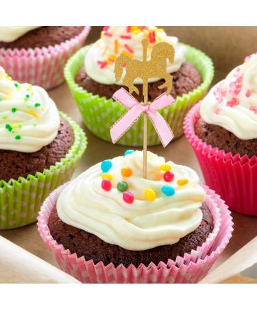 TOYANDONA Lovely Carousel Horse Cupcake Toppers Cake Picks for Kids Birthday Wedding Baby Shower Party Cake Decoration 20 Pieces - Buy Online on GoSupps.com