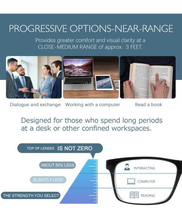 Missfive 2-Pack Men's Multifocus Progressive Reading Glasses - Blue Light Blocking No-Line Trifocal Readers (+2.5 Strength) - Comfortable Spring Hinge Black Eyeglasses - Buy Online on GoSupps.com