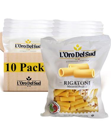 Rigatoni Italian Pasta - Premium Quality 10 Pack x 16 Oz - Non GMO, Vegan, Kosher Certified - L'Oro del Sud - Buy Online on GoSupps.com