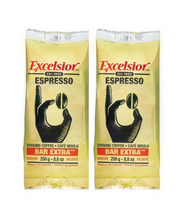 Excelsior Espresso Medium Ground Coffee 250 gr Bar Extra - Pack of 2