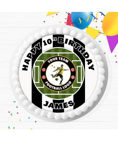 YOUR FOOTBALL TEAM LOGO/COLOUR BIRTHDAY PERSONALISED EDIBLE ICING CAKE TOPPER DECORATION FB067 - Buy Online on GoSupps.com
