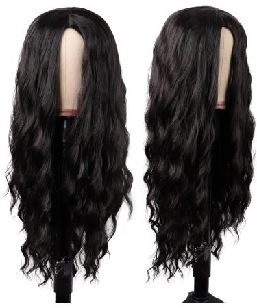 MapofBeauty 28 Inch/70 cm Long Wavy Middle Part with No Bangs Synthetic Fiber Curly Fashion Women Party Cosplay Wig (Black) - Buy Online on GoSupps.com