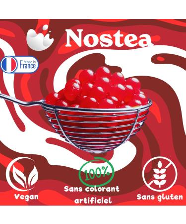 Nostea - Set of 3 Pots Tropical Bubble Tea Beads Peach Strawberry - Popping Boba Gluten Free - Fruit Juice Beads for Tea Drinks - Made in France - 3x 450g - Buy Online on GoSupps.com