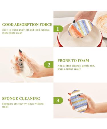 3-Pack Cleaning Kitchen Sponges Oval Blue and White Stripes Kitchen Cellulose Dishwashing Wood Pulp Cotton - Buy Online on GoSupps.com