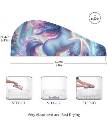 Buy Super Absorbent Unicorn Hair Towel 2 Pack | Quick Dry & Cute Turbans for Women & Girls - International Shipping Available - Buy Online on GoSupps.com