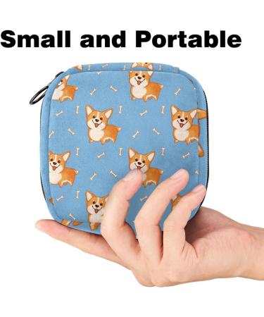 Buy Portable Women's Binding-Storage Bags | Menstrual Cup & Pad Pockets | Cute Corgi Pattern | Perfect for Teens & First Period | International Shipping Available - Buy Online on GoSupps.com